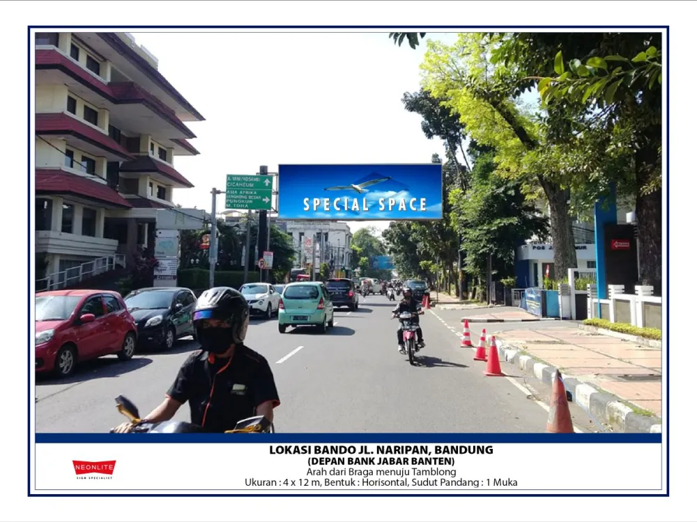 Billboard<br>LED Bando Jl. Naripan (Depan Bank Jabar Banten), Bandung 20200625 lok jl naripan bandung a